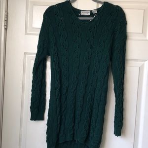 Long green knit sweater